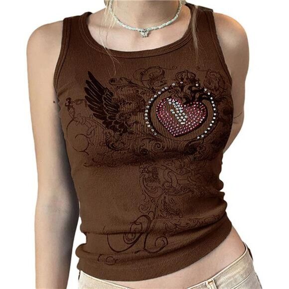 Tops - Graphic Tank Tops Women Y2k Sleeveless Vintage Gothic Printing Cami Top Summer